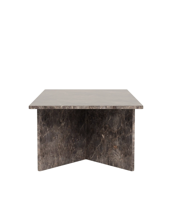 Mørkebrunt marmor sofabord, rektangulært 140x70cm