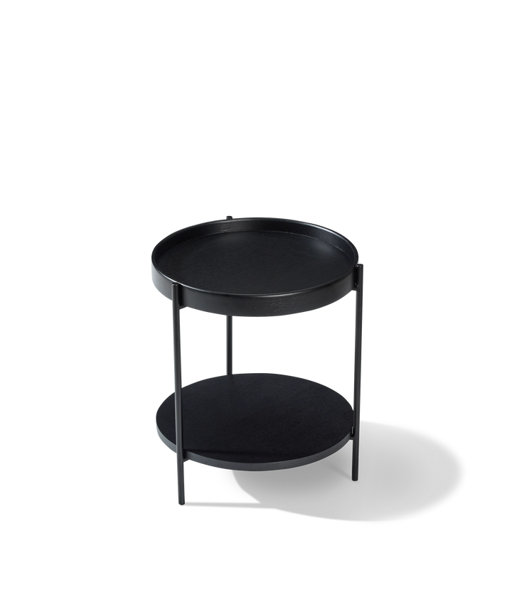 Platter - Rundt sidebord i sort træ ø44cm