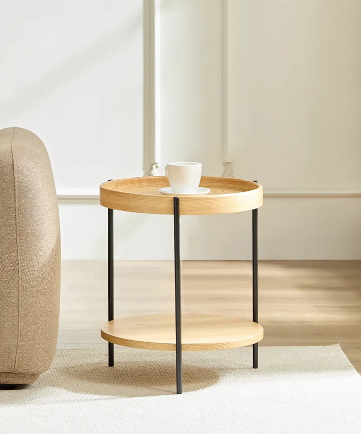 Platter - Rundt sidebord i lyst træ ø44cm