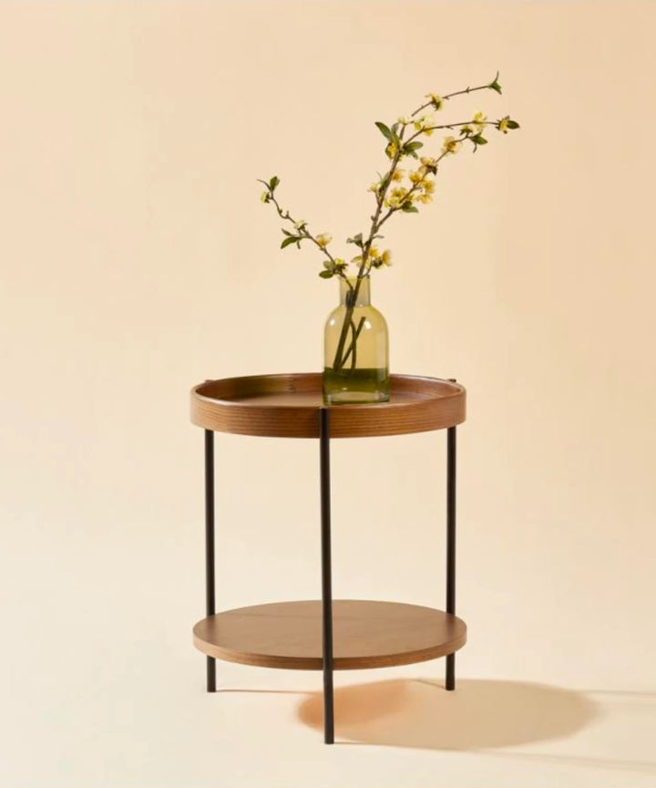 Platter - Rundt sidebord i brun valnød ø44cm