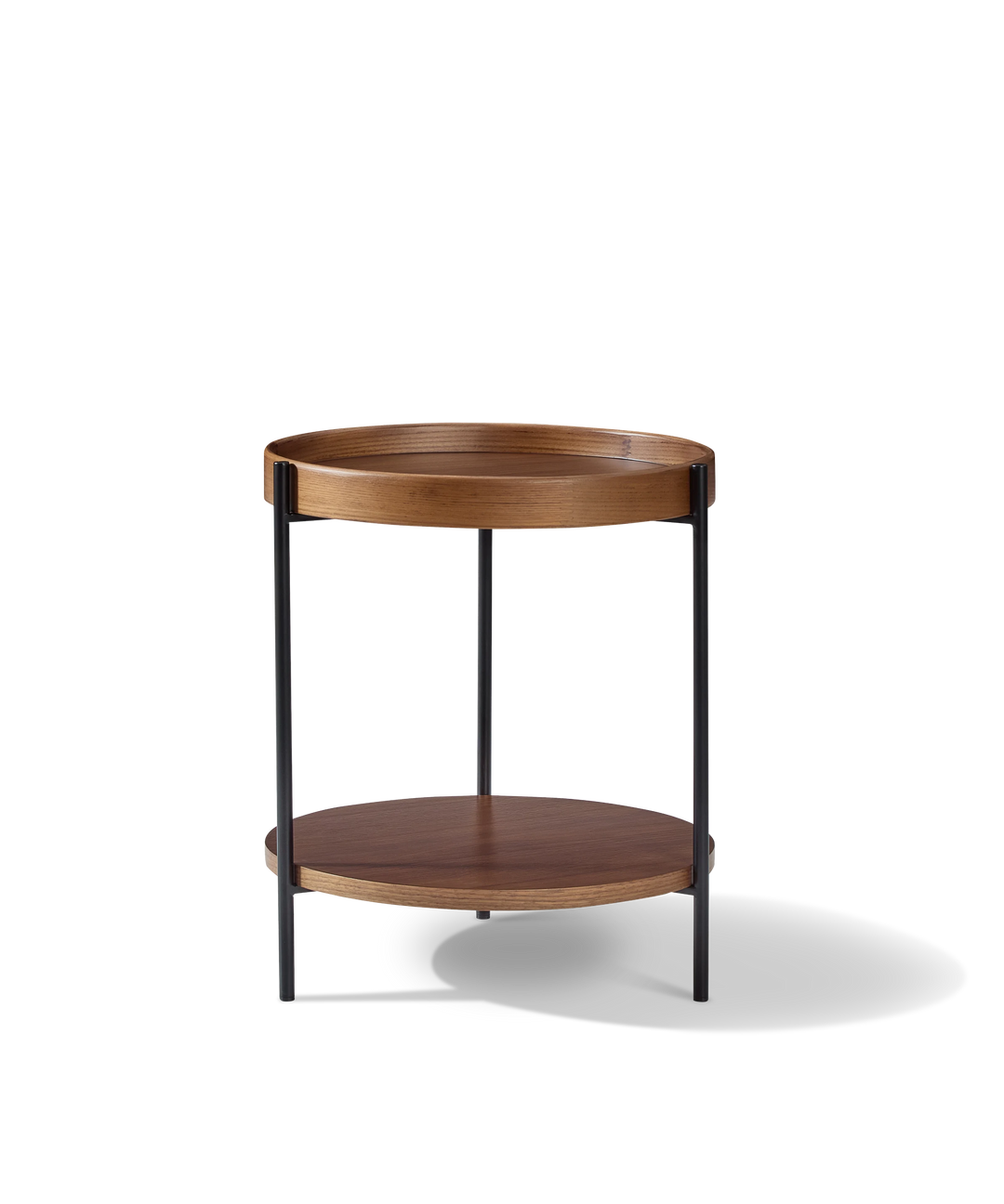 Platter - Rundt sidebord i brun valnød ø44cm