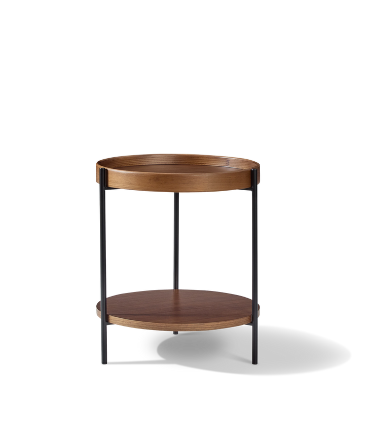 Platter - Rundt sidebord i brun valnød ø44cm