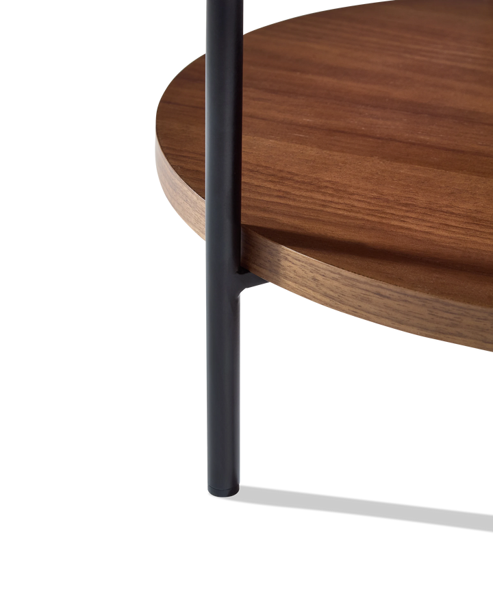 Platter - Rundt sidebord i brun valnød ø44cm
