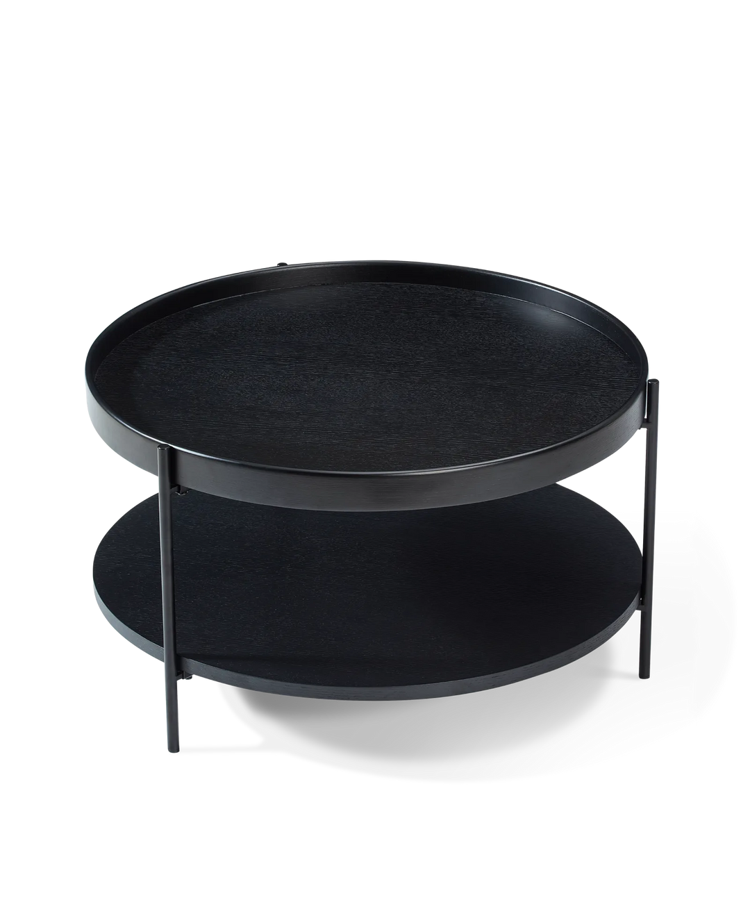 Platter - Rundt sofabord i sort træ ø70cm