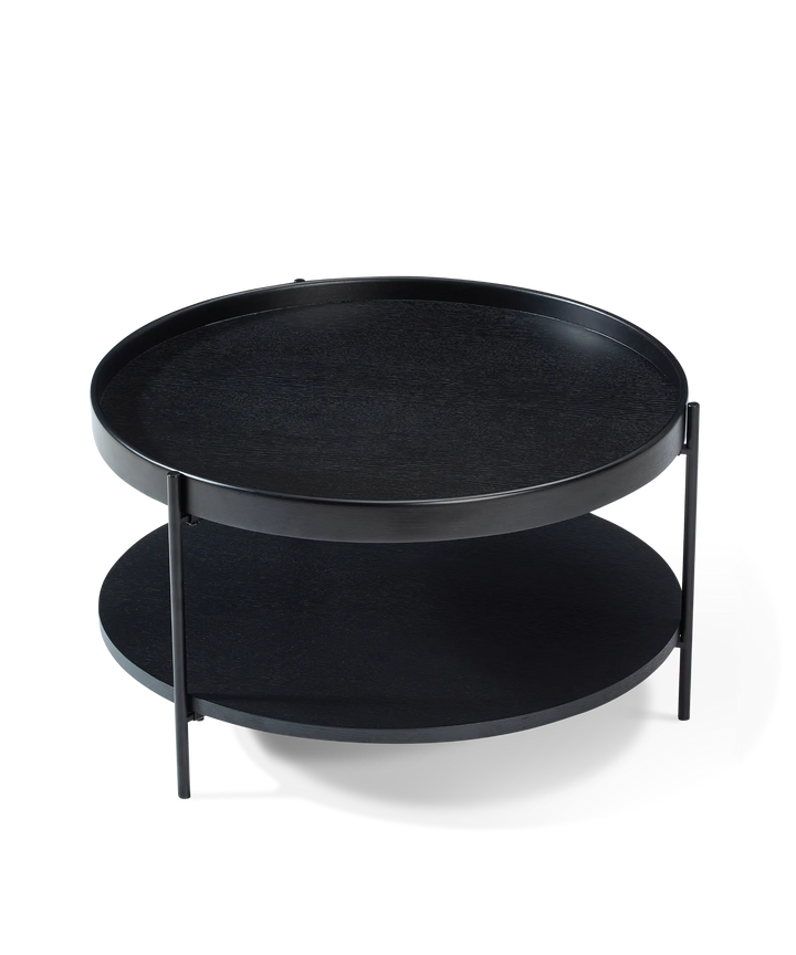 Platter - Rundt sofabord i sort træ ø70cm