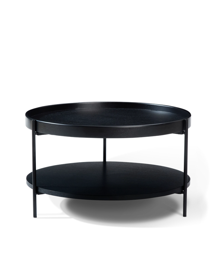 Platter - Rundt sofabord i sort træ ø70cm