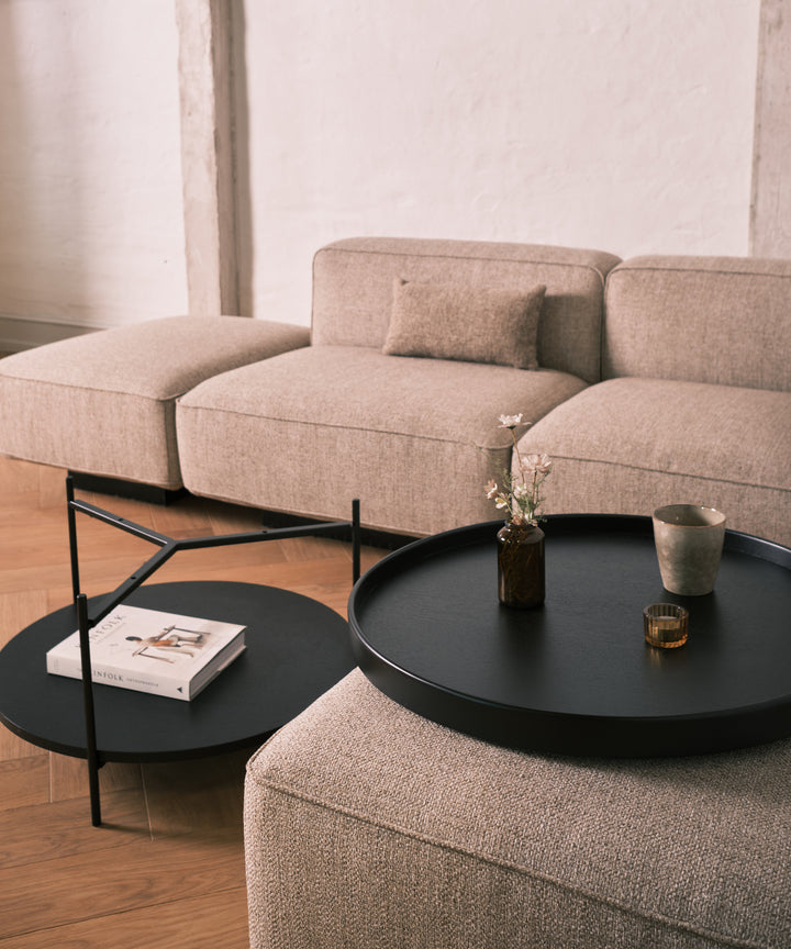 Platter - Rundt sofabord i sort træ ø70cm