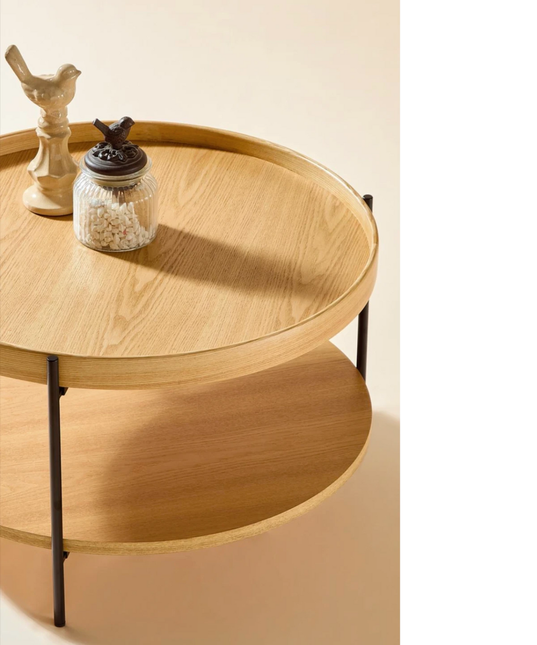 Platter - Rundt sofabord i lyst træ ø70cm