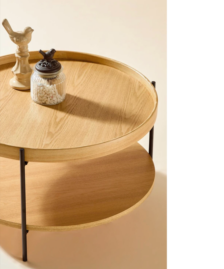 Platter - Rundt sofabord i lyst træ ø70cm