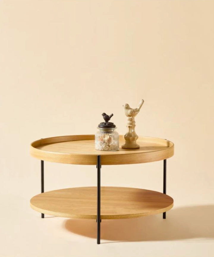 Platter - Rundt sofabord i lyst træ ø70cm