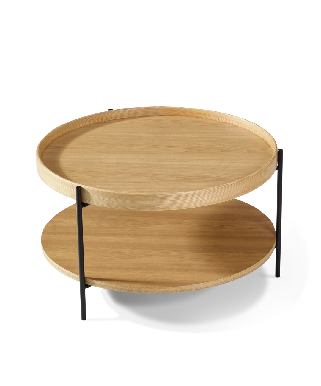 Platter - Rundt sofabord i lyst træ ø70cm