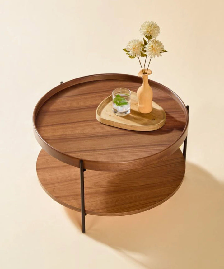 Platter - Brunt sofabord i valnød ø70cm