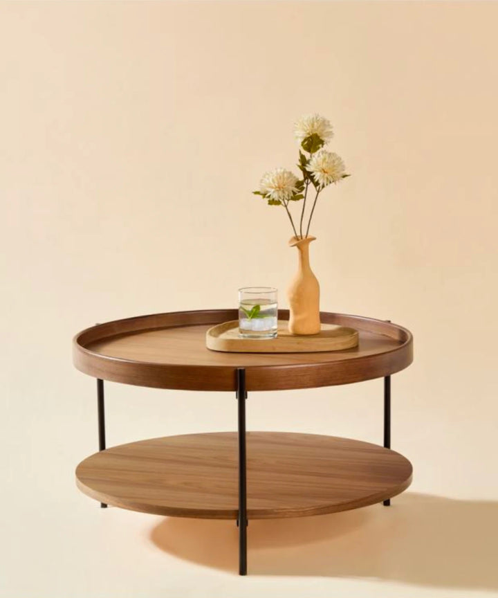 Platter - Brunt sofabord i valnød ø70cm