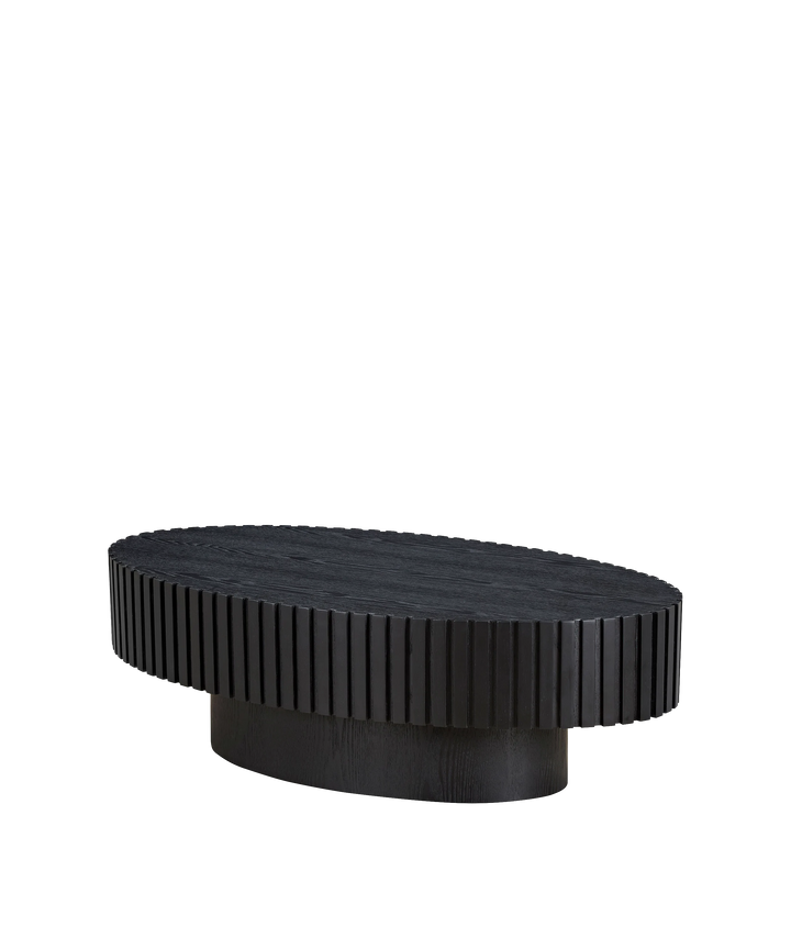 Engrenage - Ovalt sofabord med lameller i lyst træ 110cm