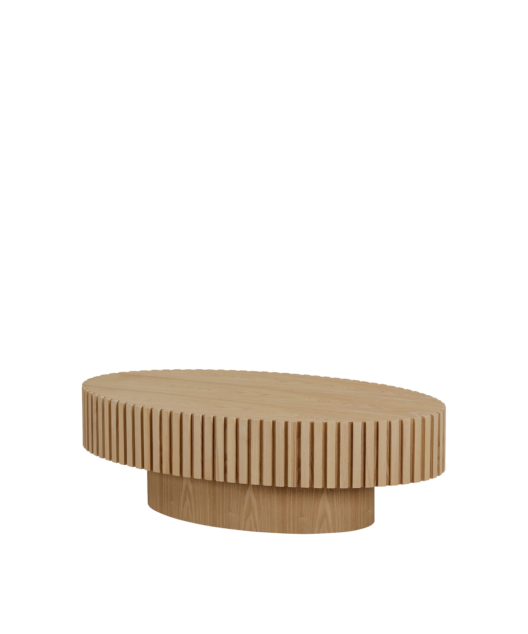 Engrenage - Ovalt sofabord med lameller i lyst træ 110cm