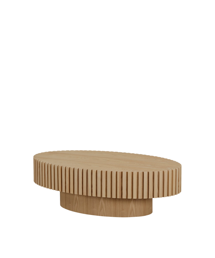 Engrenage - Ovalt sofabord med lameller i lyst træ 110cm