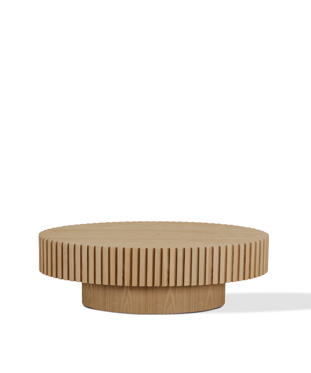 Engrenage - Ovalt sofabord med lameller i lyst træ 110cm