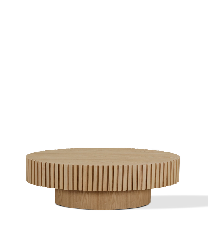Engrenage - Ovalt sofabord med lameller i lyst træ 110cm