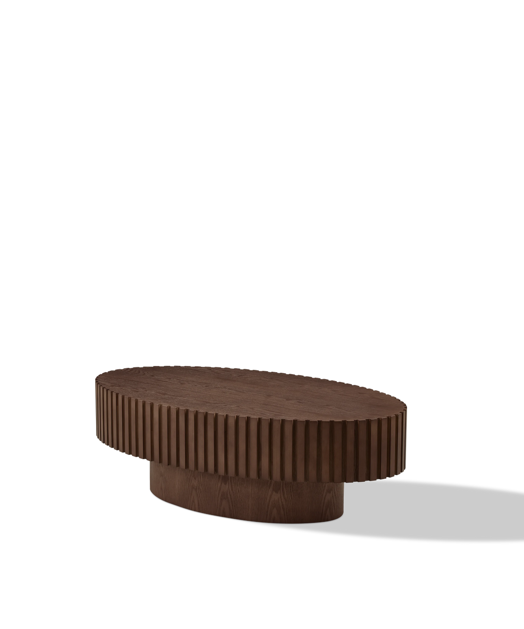 Engrenage - Ovalt sofabord med lameller i lyst træ 110cm