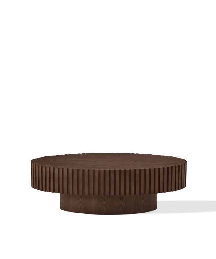 Engrenage - Ovalt sofabord med lameller i lyst træ 110cm