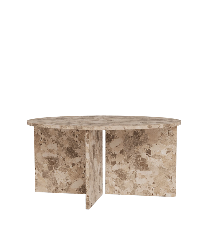 Lattefarvet marmor sofabord, rundt Ø90cm