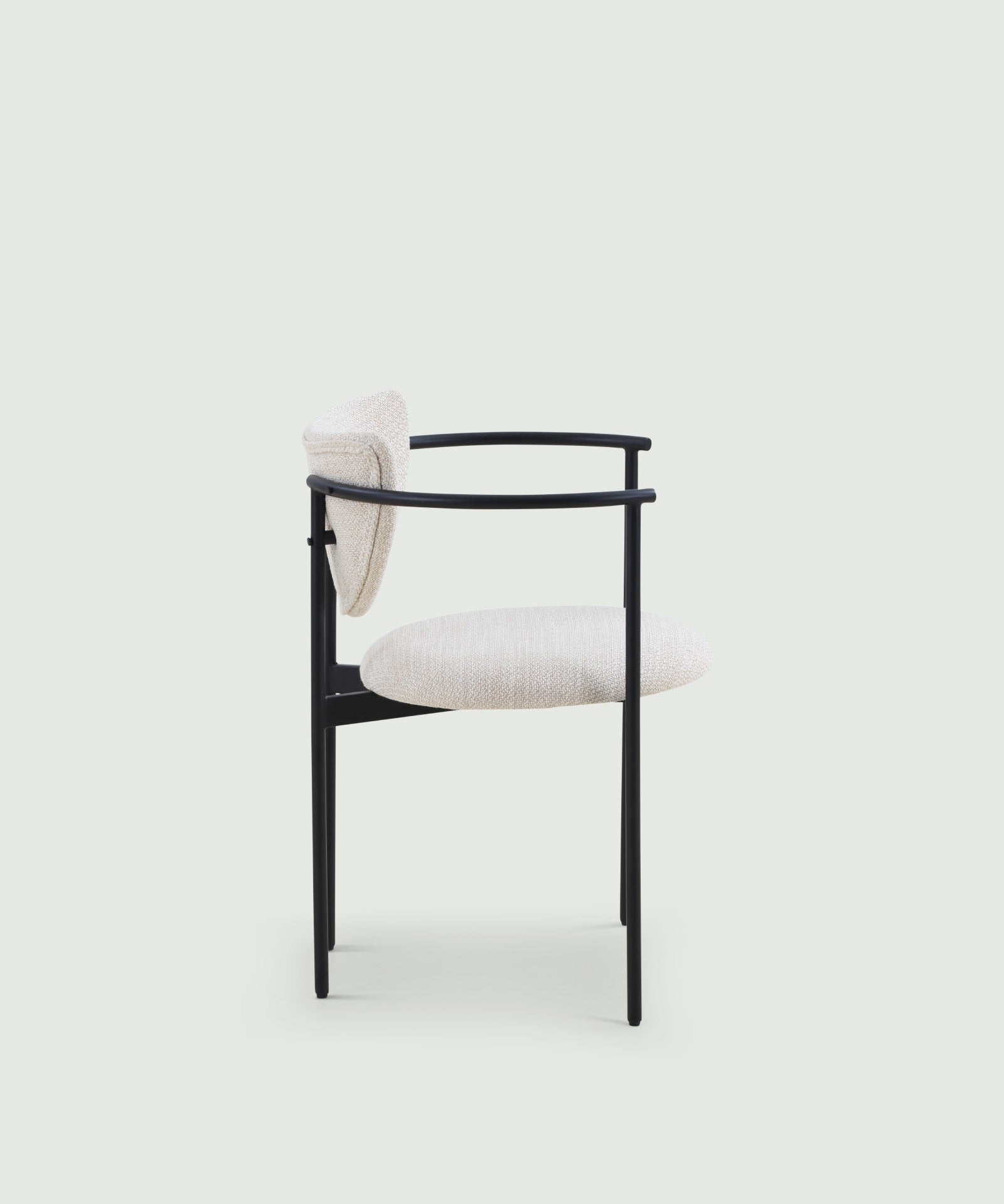 Beige upholstered dining chair with black metal frame - Lunar