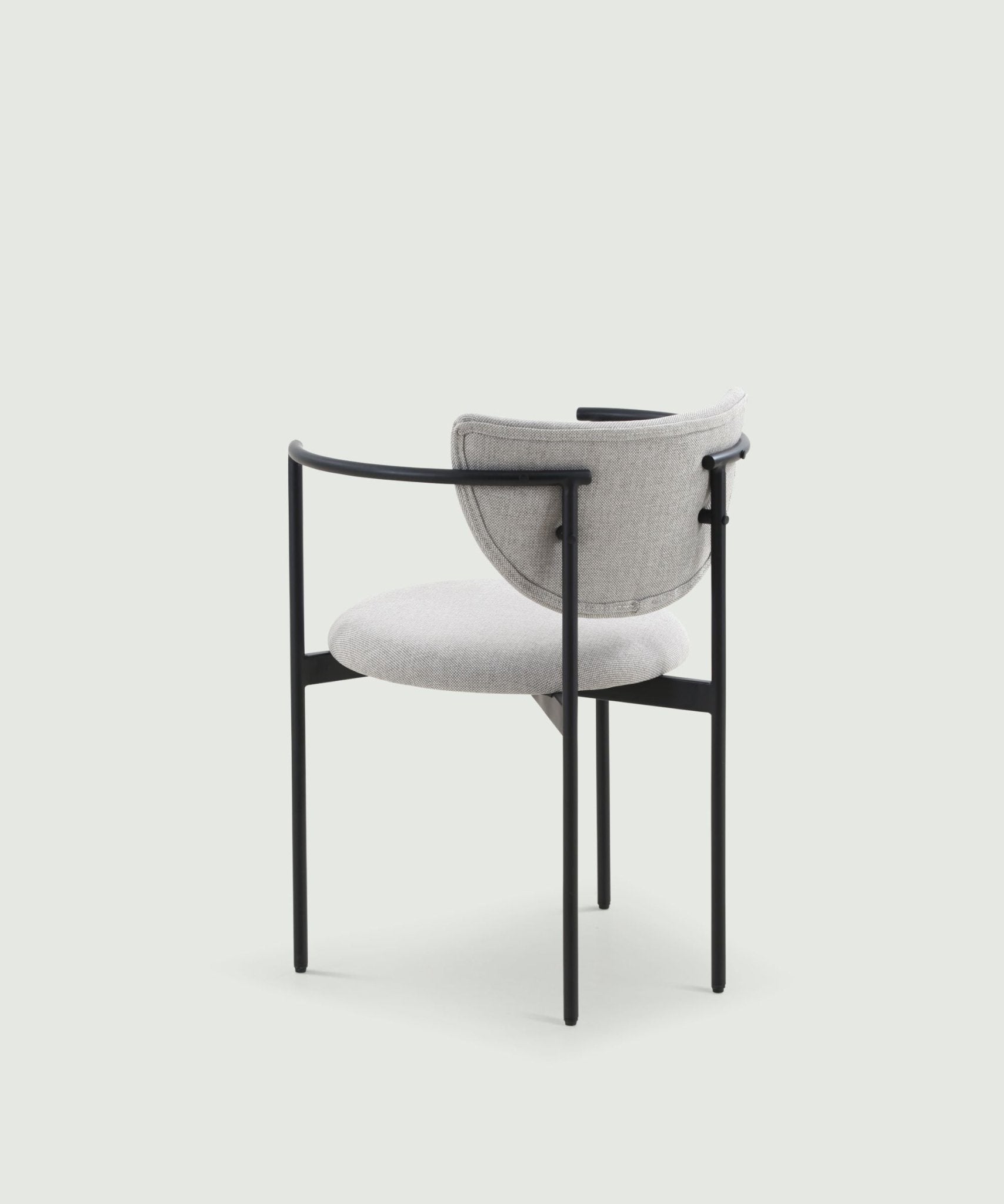 Gray upholstered dining chair with black metal frame - Lunar
