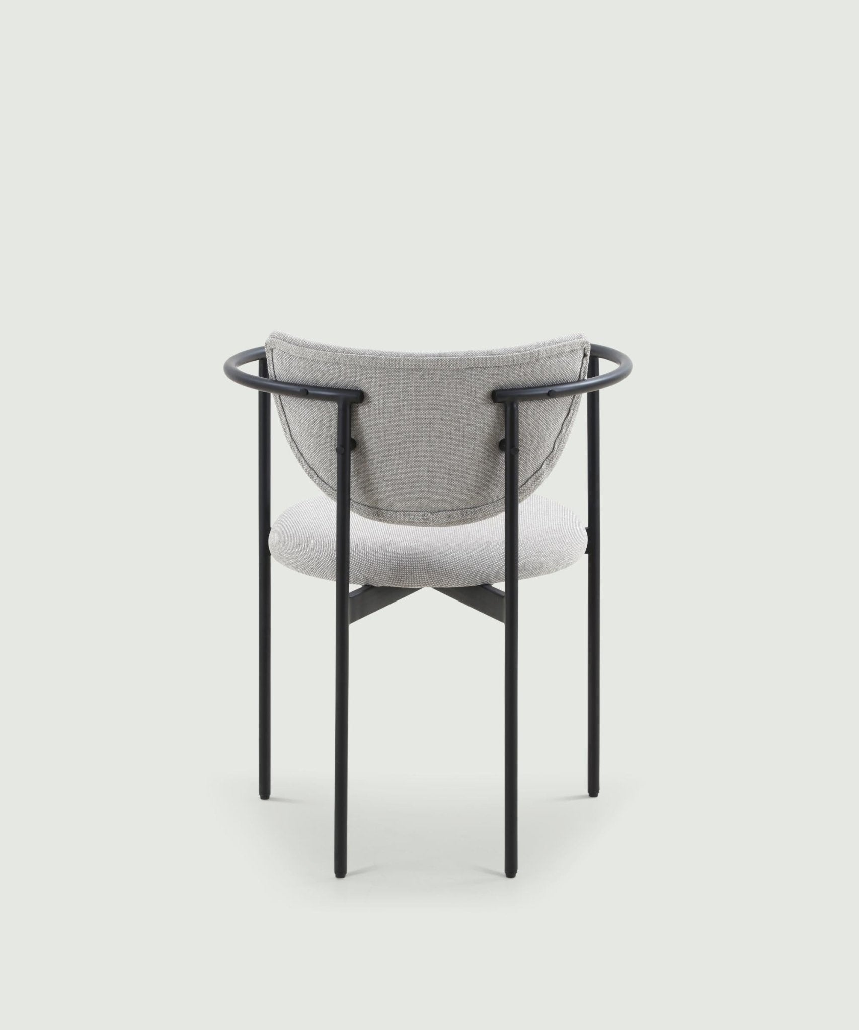 Grå polstret spisebordstol med sort metalstel - Lunar