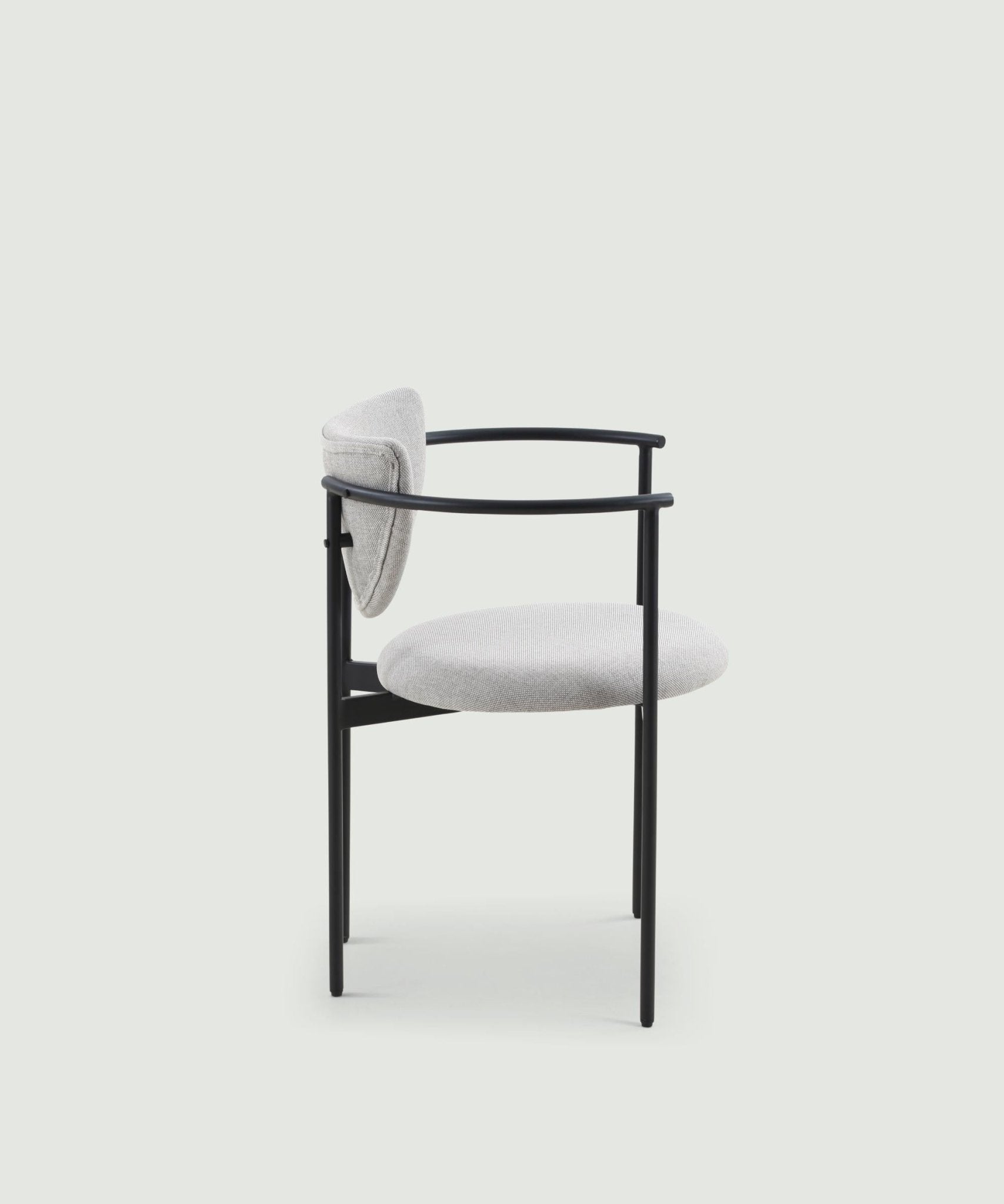 Gray upholstered dining chair with black metal frame - Lunar