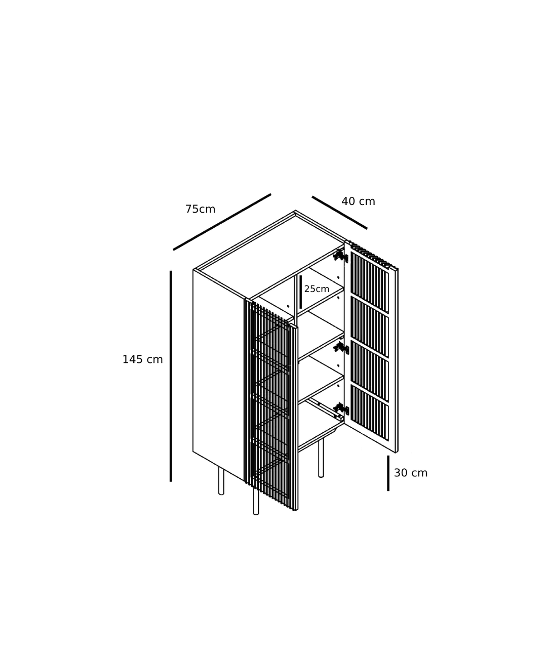 Louvre skab cabinet dimensions  - Njordec