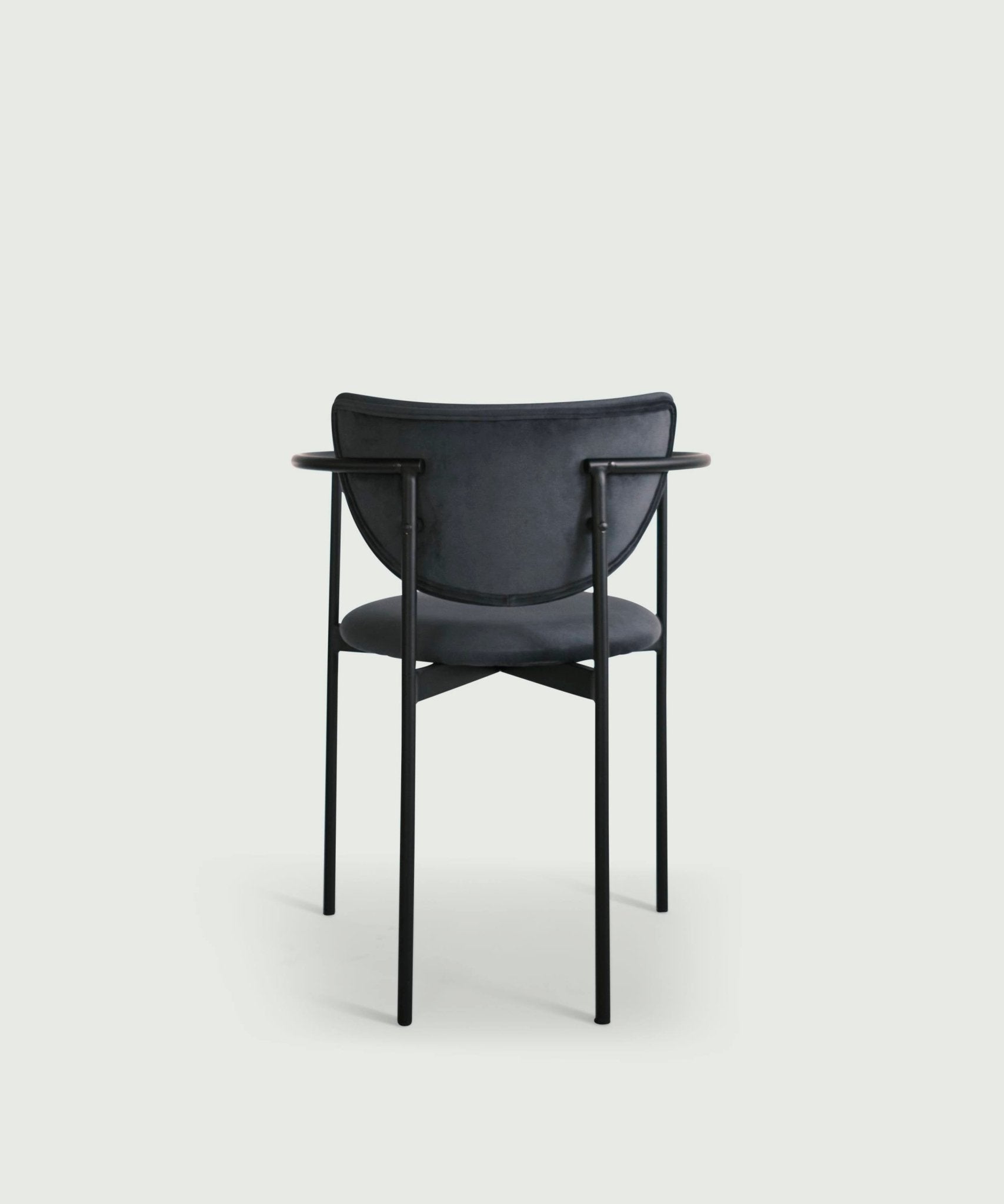 Dark gray velor upholstered dining chair with black metal frame - Lunar