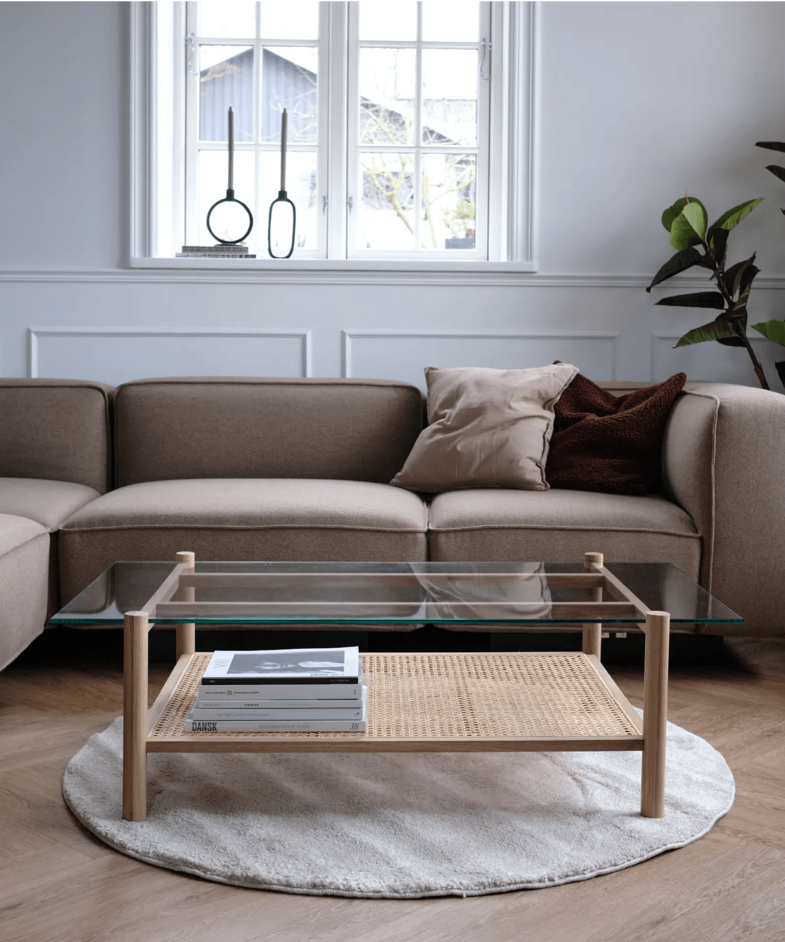 Neo sofabord med glasplade -lys natur eg