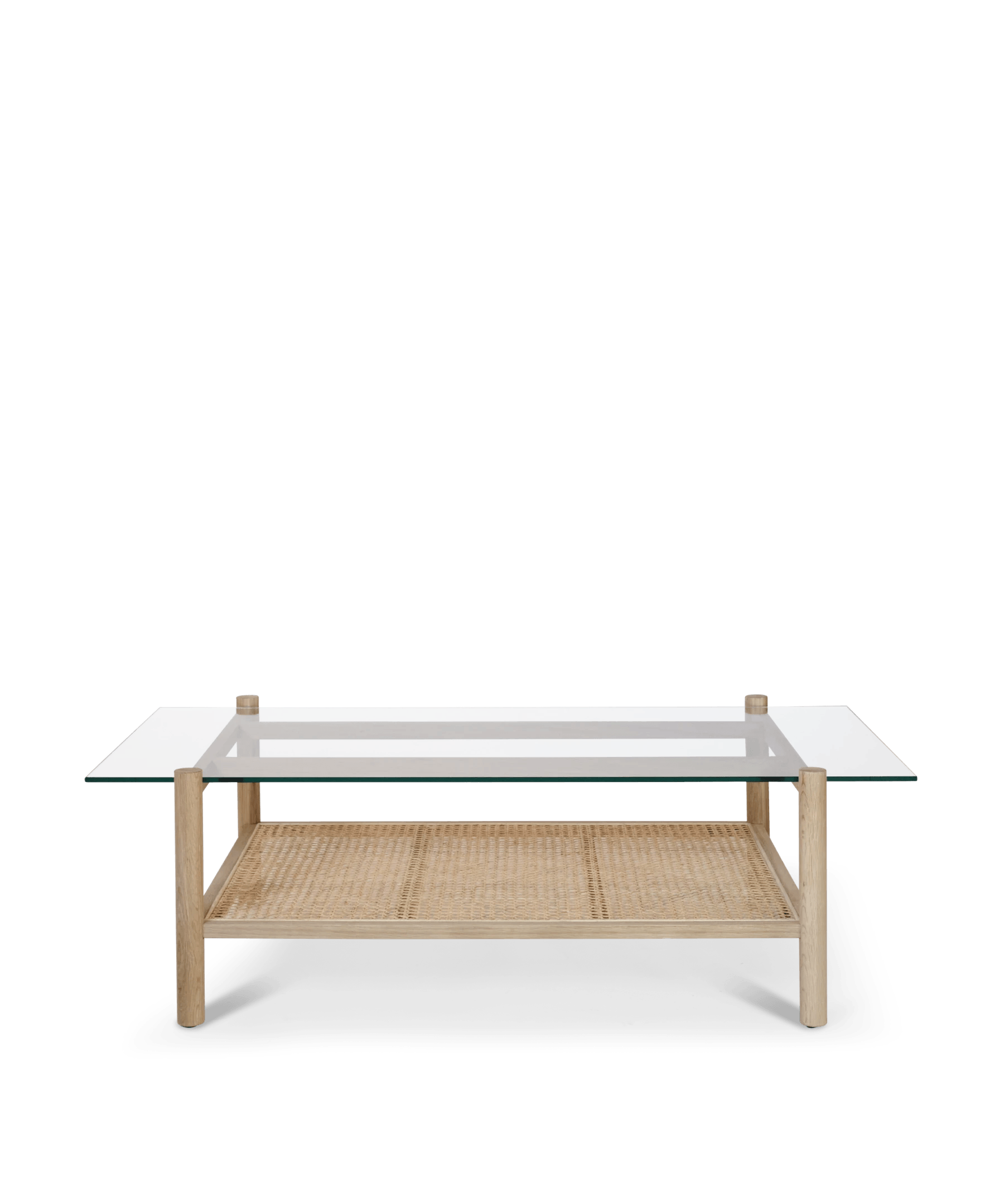 Neo coffee table with glass top - light natural oak