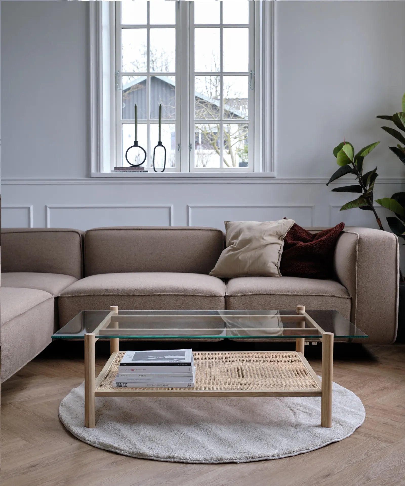 Neo coffee table with glass top - light natural oak