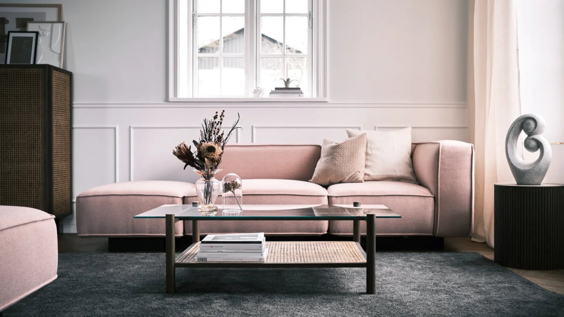 Neo sofabord med glasplade - Røget brun