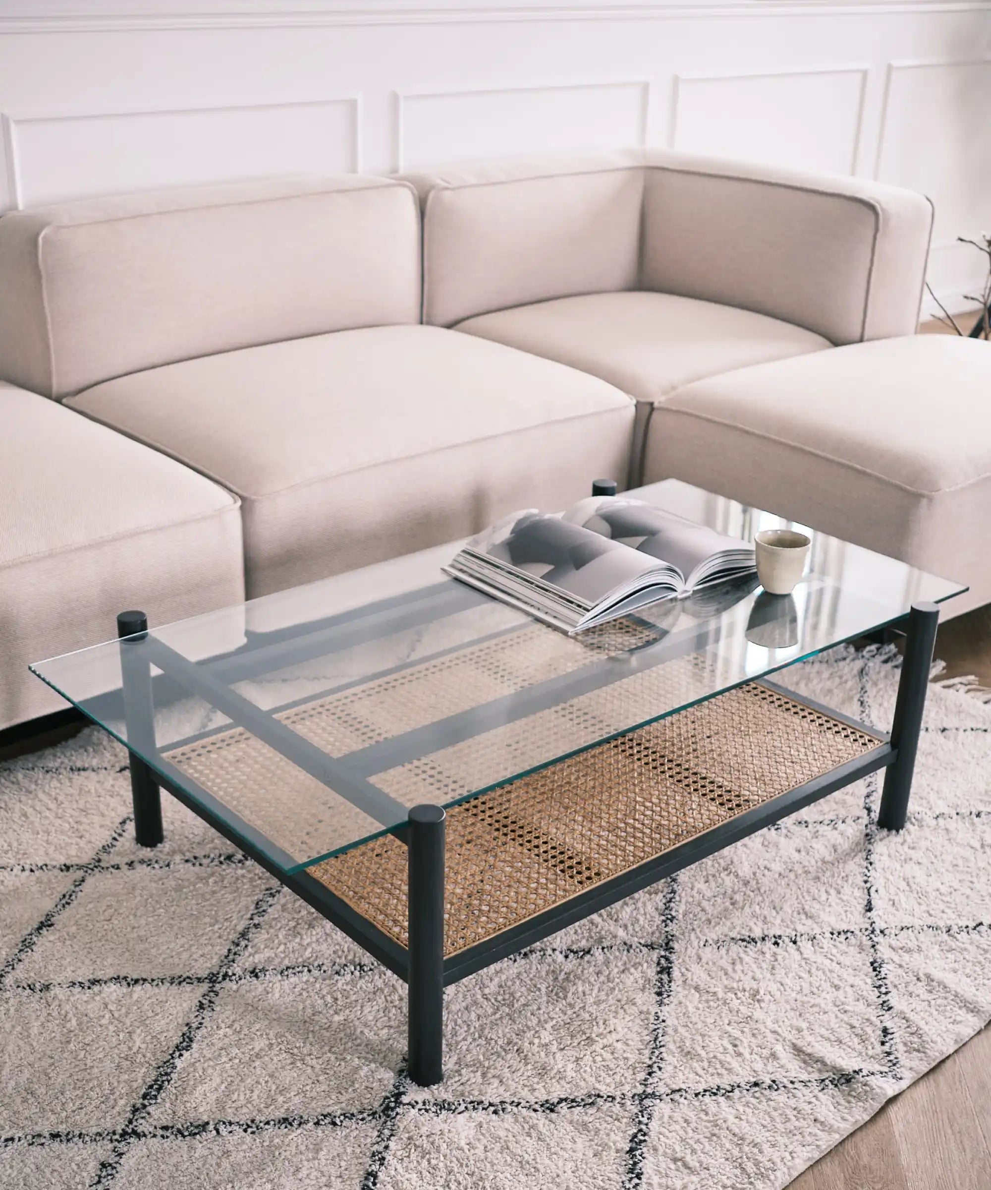 Neo coffee table with glass top - Black