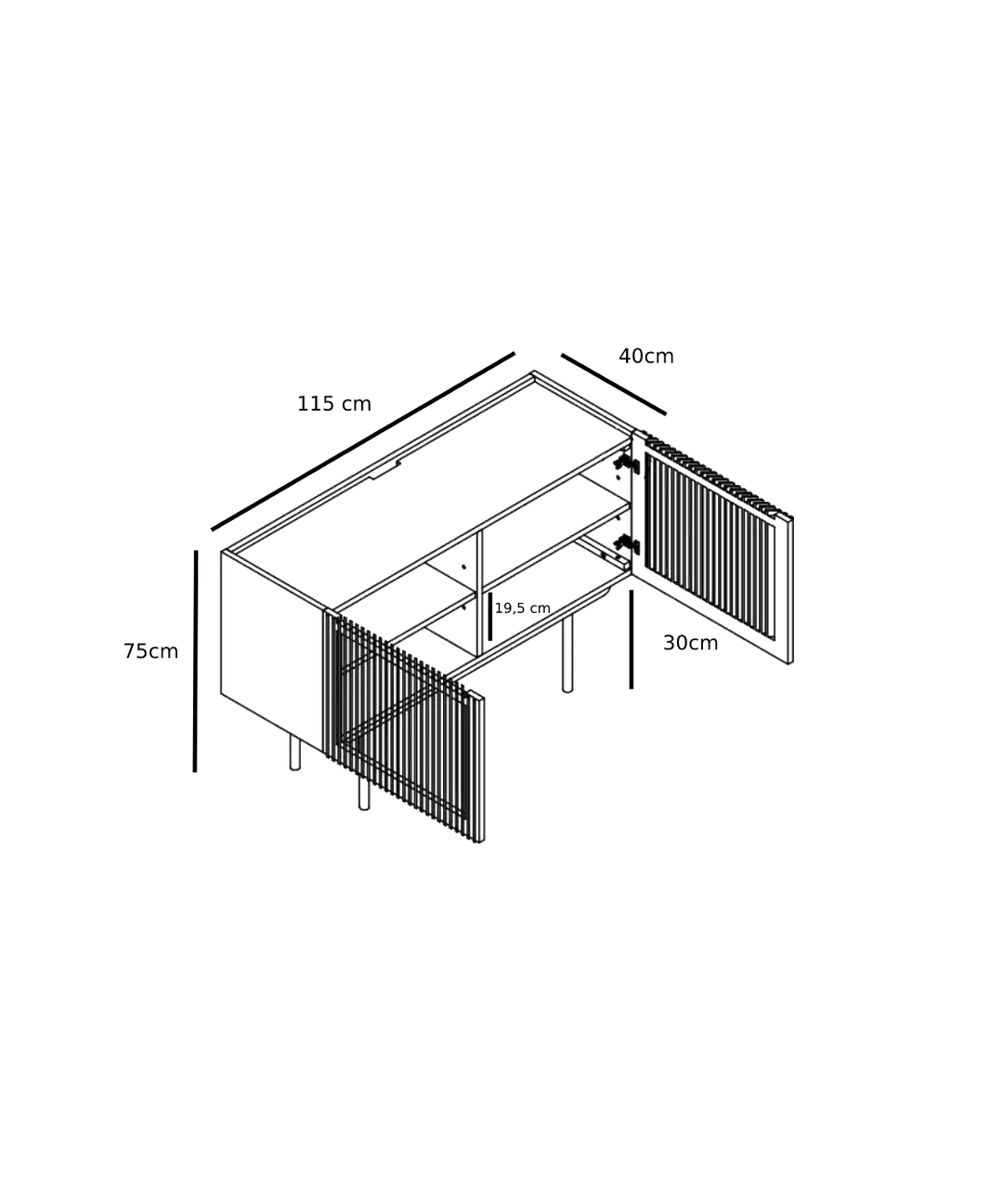 louvre sideboard dimensions drawing