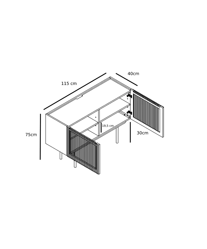 louvre sideboard dimensions drawing