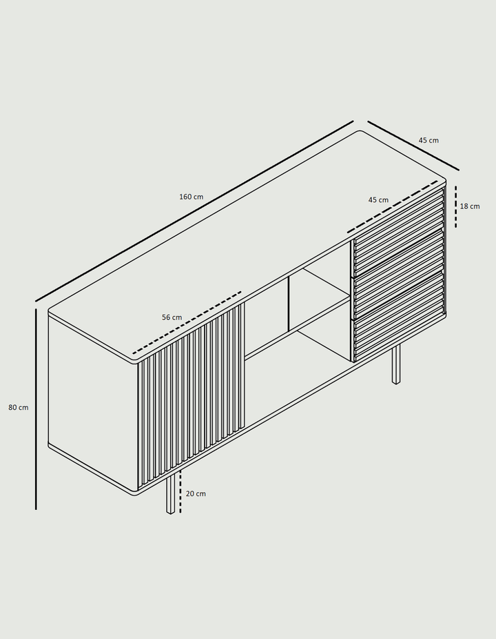 Njordec Sense skænk mål og dimensioner