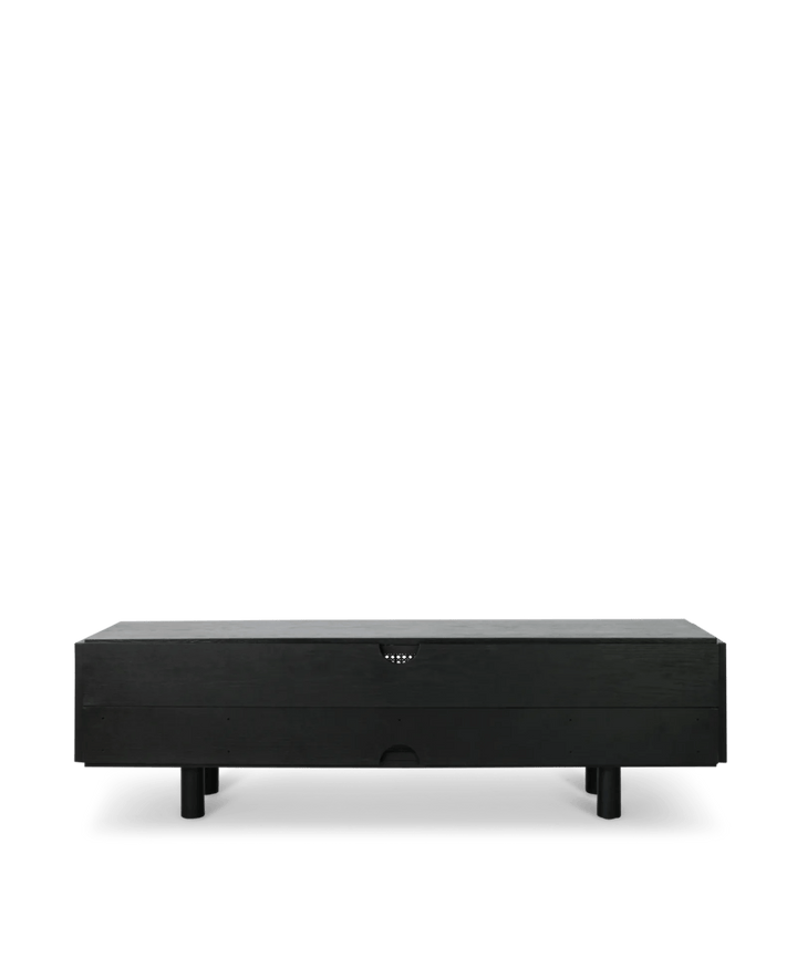Sort Tv bord med fransk rattan i egetræ - Neo