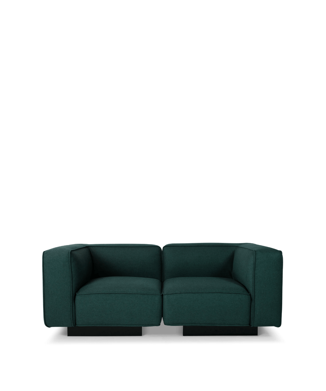 Njordec 2,5 personer sofa i petrol blå farve med sokkel i firkantet design